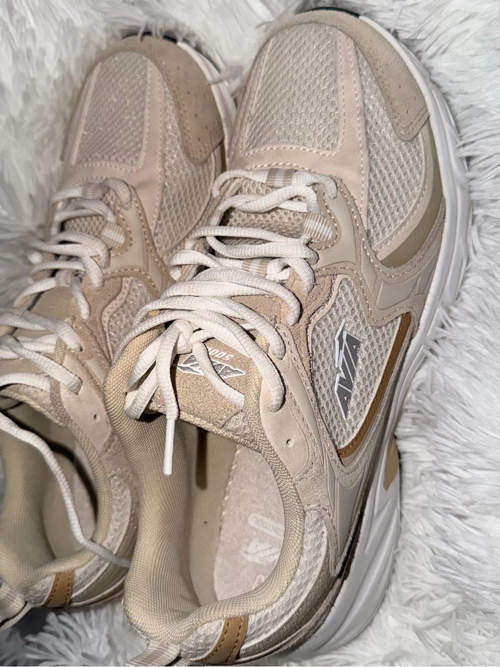 Avia Women's Neutral Beige Mesh and Suede Trainers